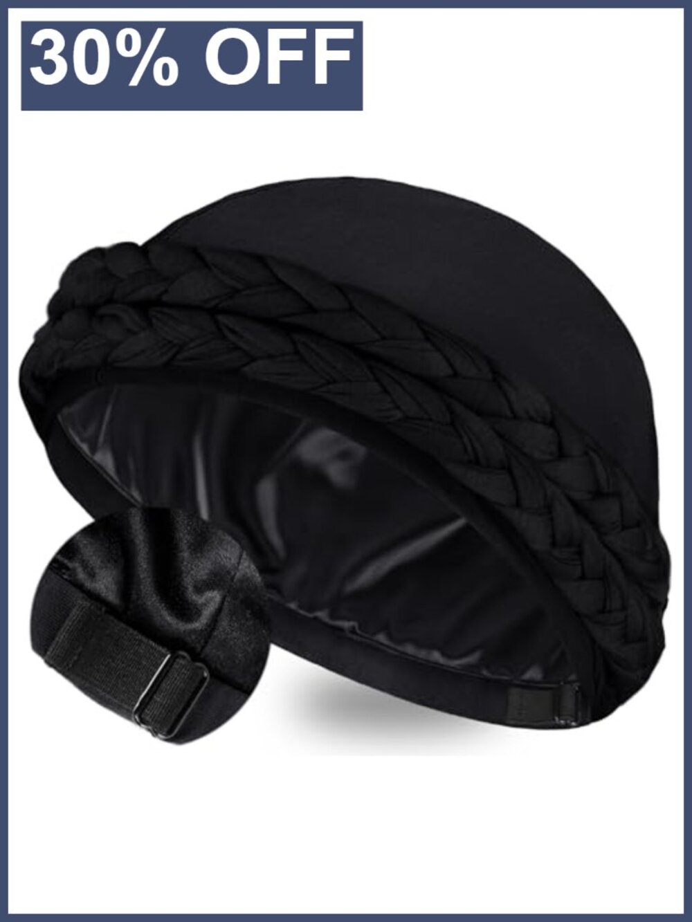 Satin Lined Turban Headwrap Pre-tied Adjustable Unisex